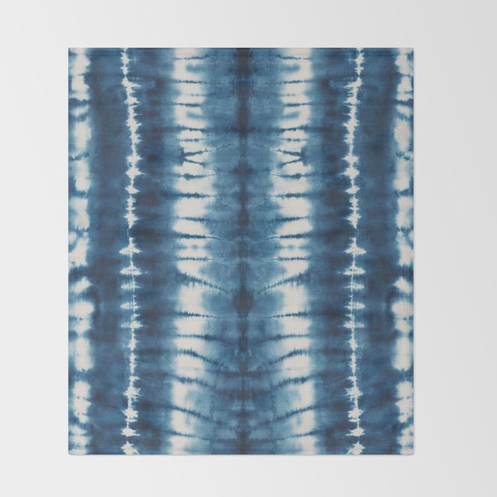 Shibori Indigo Abstract Pattern Japanese Throw Blanket Gallery Image 2