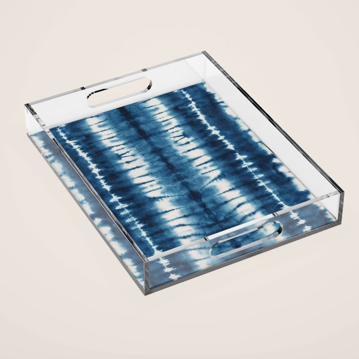Shibori Indigo Abstract Pattern Japanese Acrylic Tray Gallery Image 1