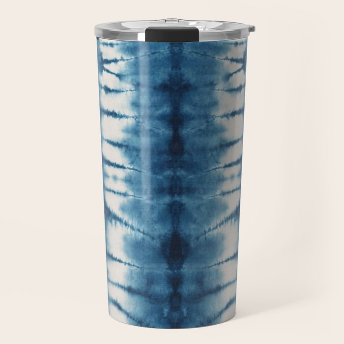 Shibori Indigo Abstract Pattern Japanese Travel Mug Gallery Image 1