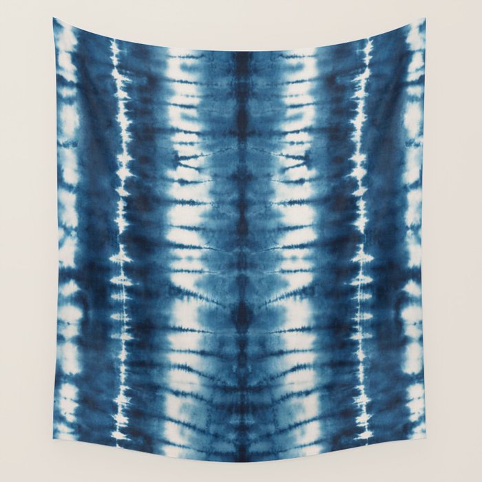 Shibori Indigo Abstract Pattern Japanese Wall Tapestry Gallery Image 1