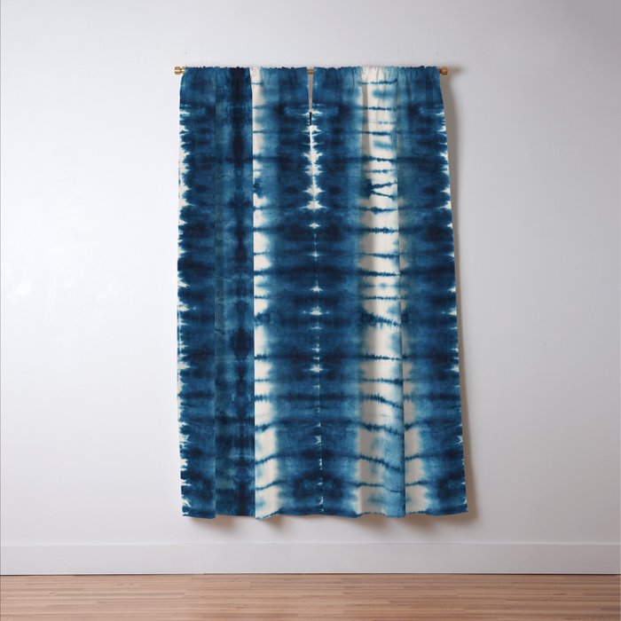Shibori Indigo Abstract Pattern Japanese Window Curtain Gallery Image 3