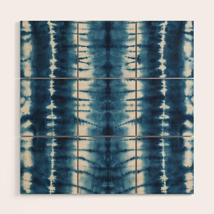Shibori Indigo Abstract Pattern Japanese Wood Wall Art Gallery Image 1