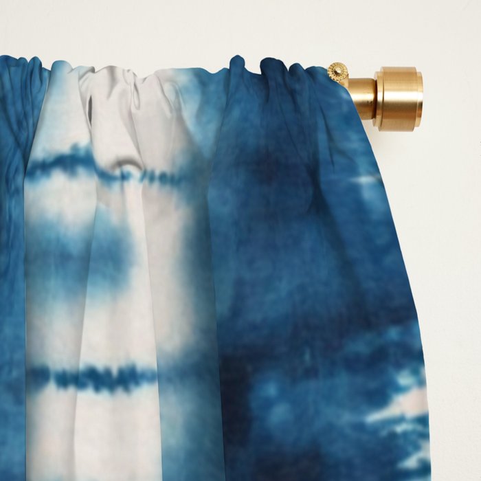 Shibori Indigo Abstract Pattern Japanese Window Curtain Gallery Image 2