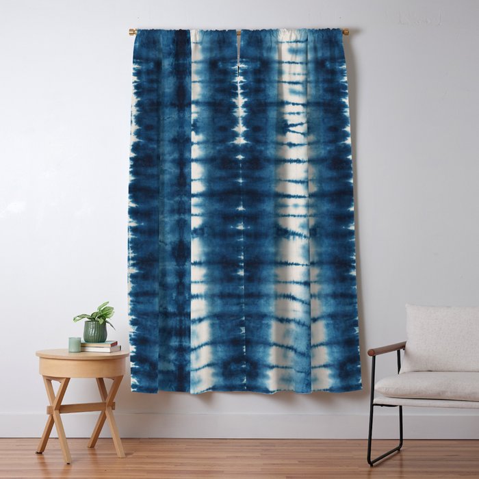 Shibori Indigo Abstract Pattern Japanese Window Curtain Gallery Image 5