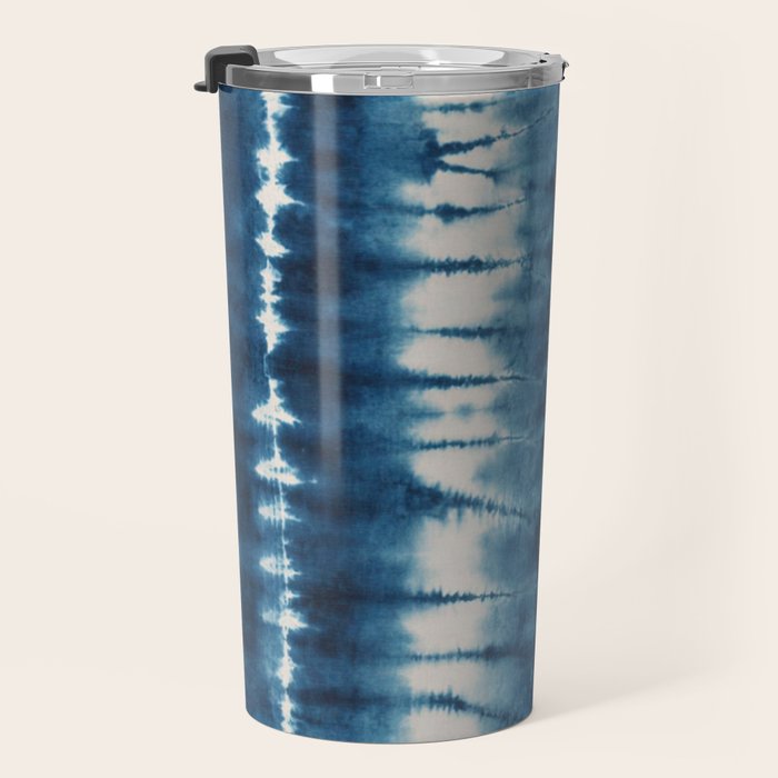 Shibori Indigo Abstract Pattern Japanese Travel Mug Gallery Image 3