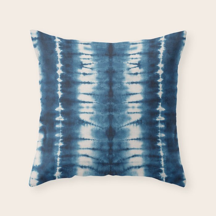 Shibori Indigo Abstract Pattern Japanese Throw Pillow Gallery Image 6