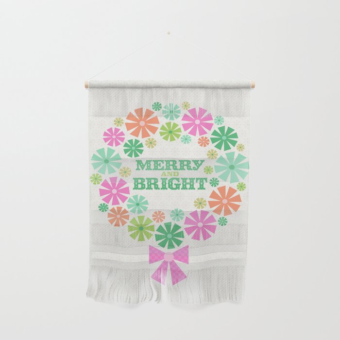 Merry and Bright Christmas Wreath Wall Hanging Gallery Image 1