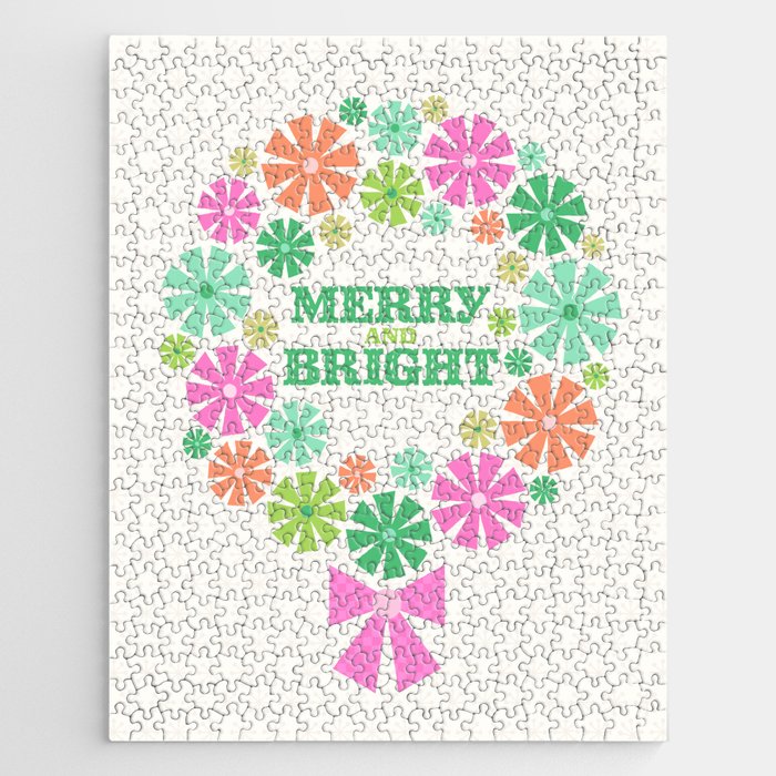 Merry and Bright Christmas Wreath Jigsaw Puzzle Gallery Image 1