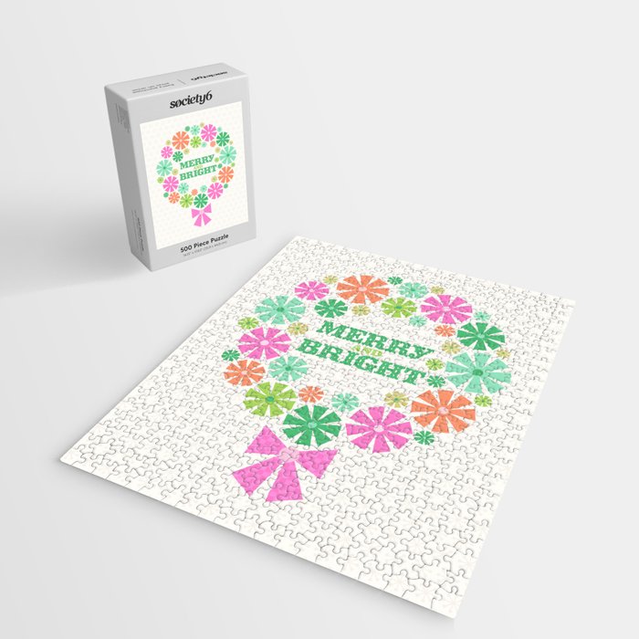 Merry and Bright Christmas Wreath Jigsaw Puzzle Gallery Image 2