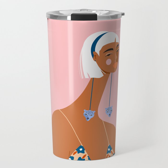 Cheetah Earrings Travel Mug Gallery Image 1