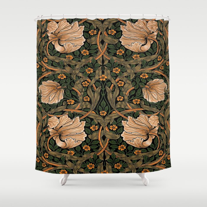 William Morris Pimpernel,No.2, William Morris floral design  Shower Curtain Gallery Image 1