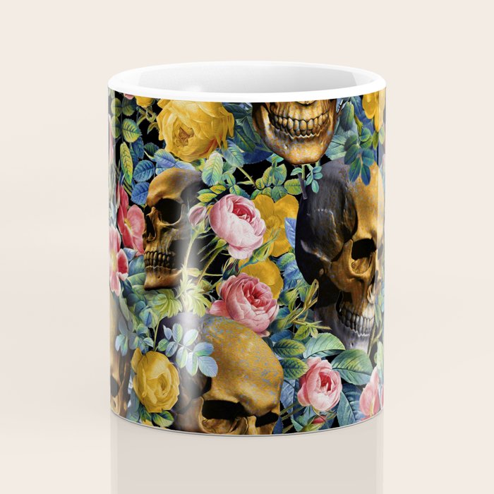Skull and Flowers Pattern Coffee Mug Gallery Image 4