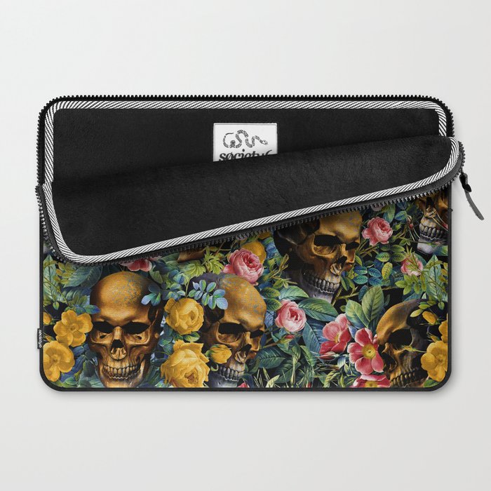 Skull and Flowers Pattern Laptop Sleeve Gallery Image 2