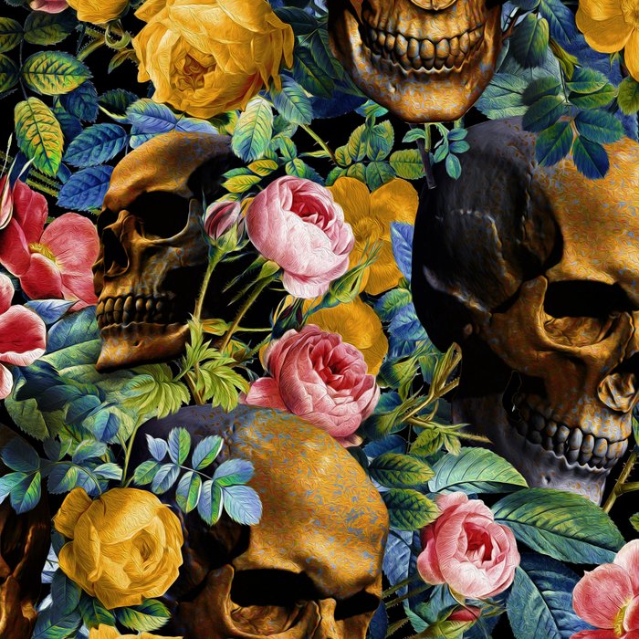 Skull and Flowers Pattern Coffee Mug Gallery Image 2
