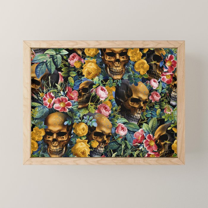 Skull and Flowers Pattern Mini Art Print Gallery Image 1