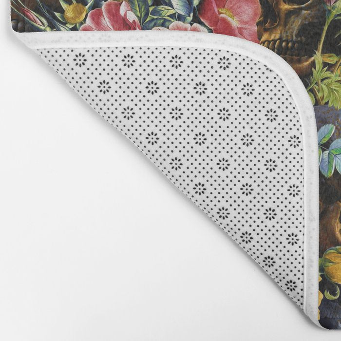 Skull and Flowers Pattern Bath Mat Gallery Image 2