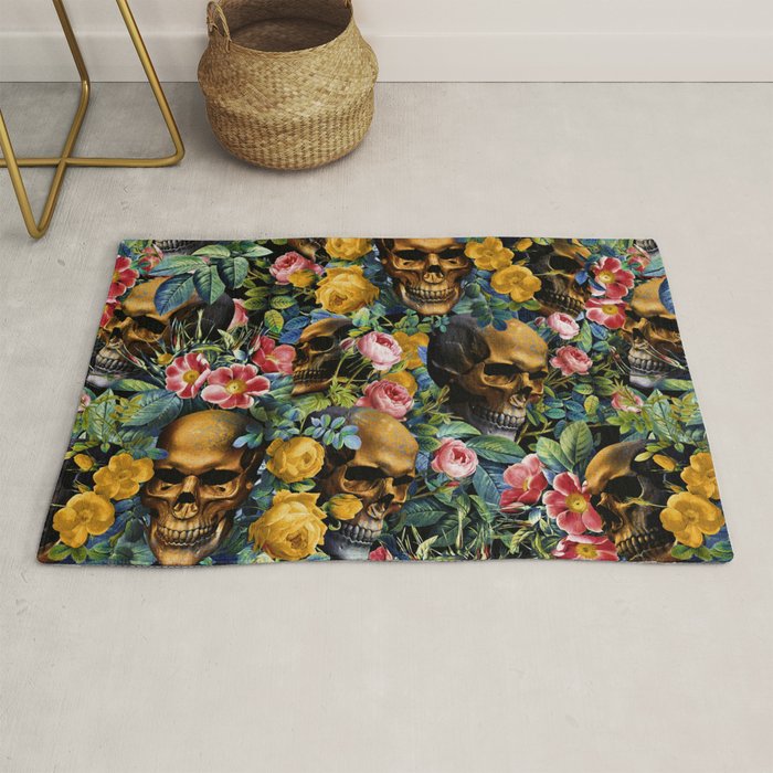 Skull and Flowers Pattern Rug Gallery Image 1