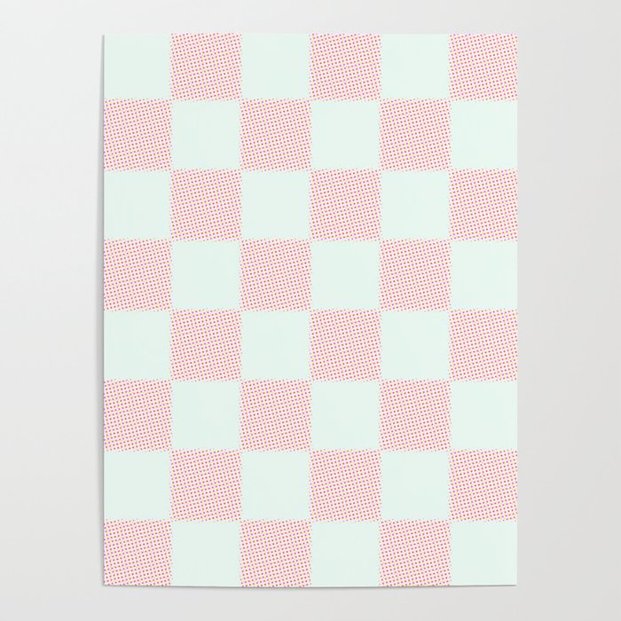 Cotton Candy Dot checkered soft pink and mint pattern  Poster Gallery Image 1