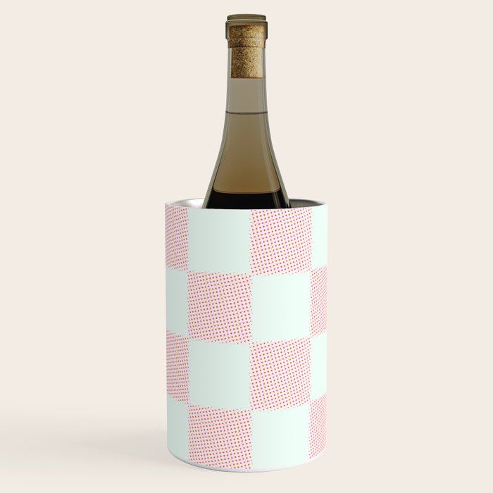 Cotton Candy Dot checkered soft pink and mint pattern  Wine Chiller Gallery Image 2