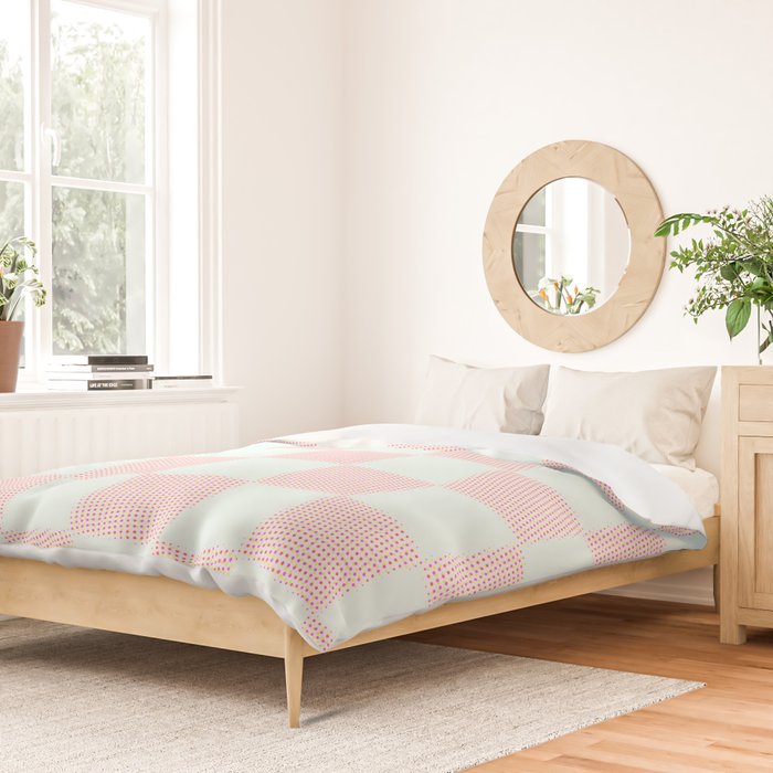 Cotton Candy Dot checkered soft pink and mint pattern  Duvet Cover Gallery Image 2