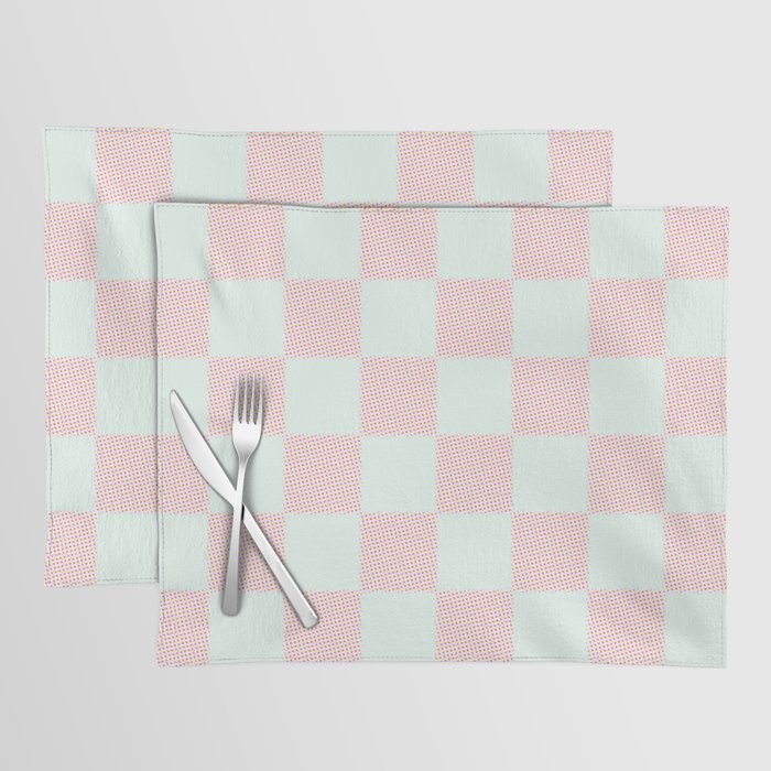 Cotton Candy Dot checkered soft pink and mint pattern  Placemat Gallery Image 1