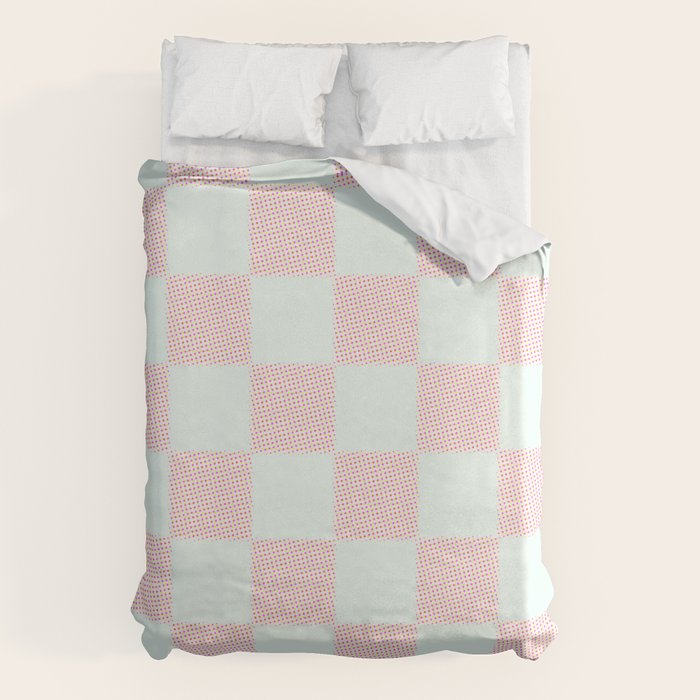 Cotton Candy Dot checkered soft pink and mint pattern  Duvet Cover Gallery Image 6