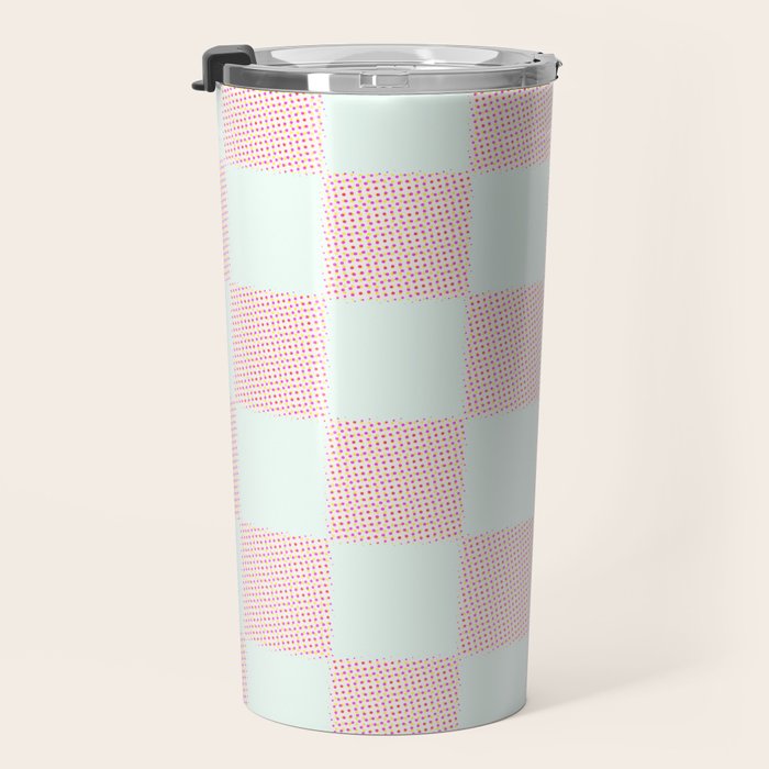 Cotton Candy Dot checkered soft pink and mint pattern  Travel Mug Gallery Image 3