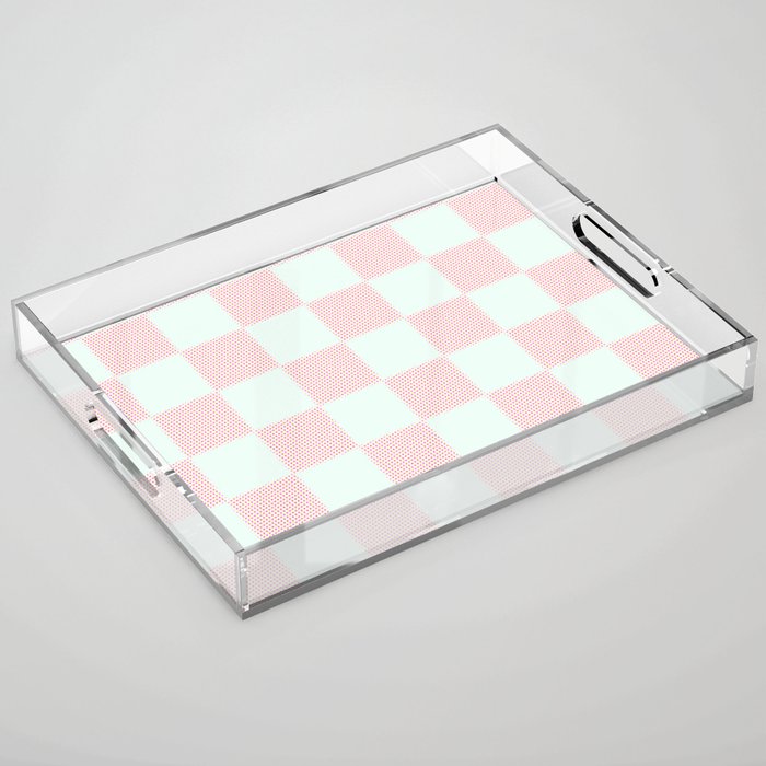 Cotton Candy Dot checkered soft pink and mint pattern  Acrylic Tray Gallery Image 1