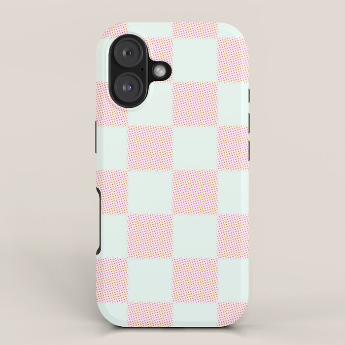 Cotton Candy Dot checkered soft pink and mint pattern  iPhone Case Gallery Image 1