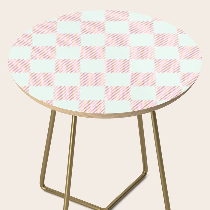 Cotton Candy Dot checkered soft pink and mint pattern  Side Table Gallery Image 2