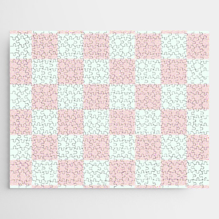 Cotton Candy Dot checkered soft pink and mint pattern  Jigsaw Puzzle Gallery Image 1