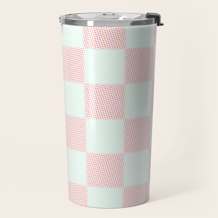 Cotton Candy Dot checkered soft pink and mint pattern  Travel Mug Gallery Image 2