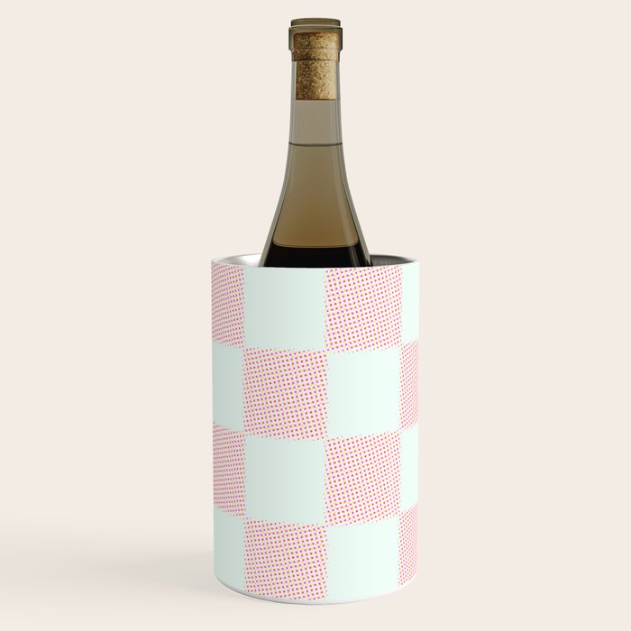 Cotton Candy Dot checkered soft pink and mint pattern  Wine Chiller Gallery Image 3