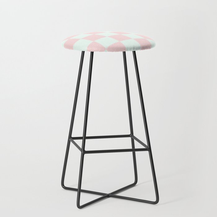 Cotton Candy Dot checkered soft pink and mint pattern  Stool Gallery Image 1