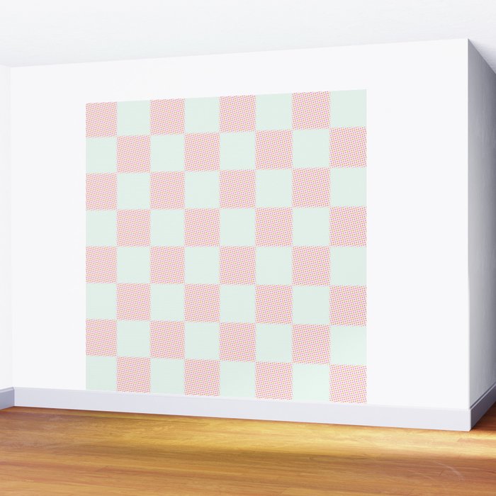 Cotton Candy Dot checkered soft pink and mint pattern  Wall Mural Gallery Image 2