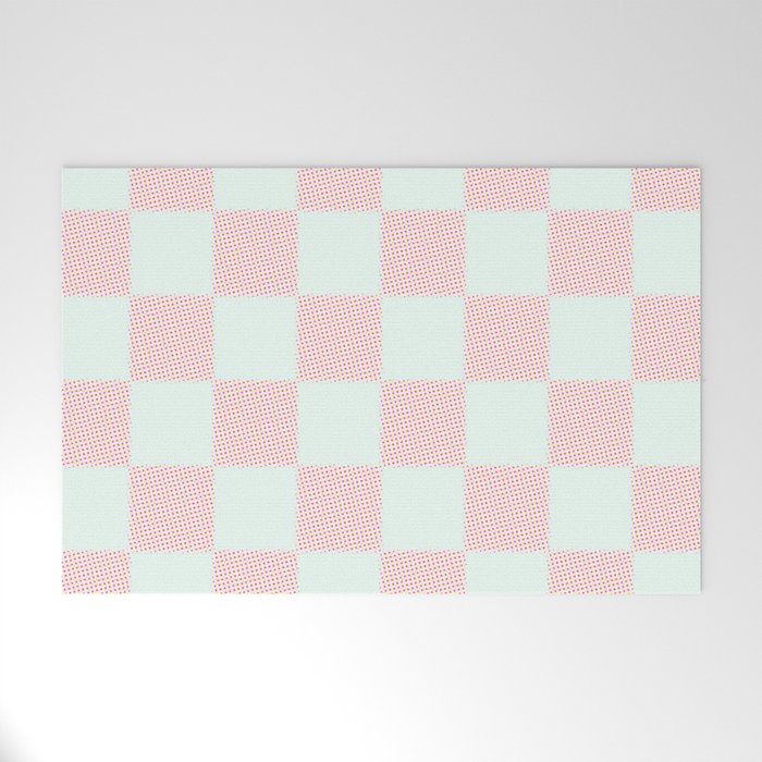 Cotton Candy Dot checkered soft pink and mint pattern  Welcome Mat Gallery Image 1