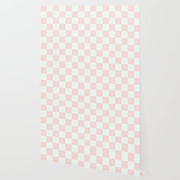 Cotton Candy Dot checkered soft pink and mint pattern  Wallpaper Gallery Image 2
