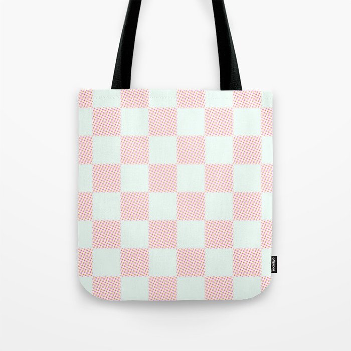 Cotton Candy Dot checkered soft pink and mint pattern  Tote Bag Gallery Image 1