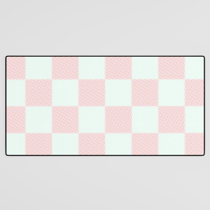 Cotton Candy Dot checkered soft pink and mint pattern  Desk Mat Gallery Image 3