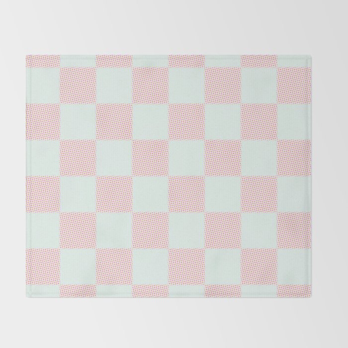 Cotton Candy Dot checkered soft pink and mint pattern  Throw Blanket Gallery Image 2