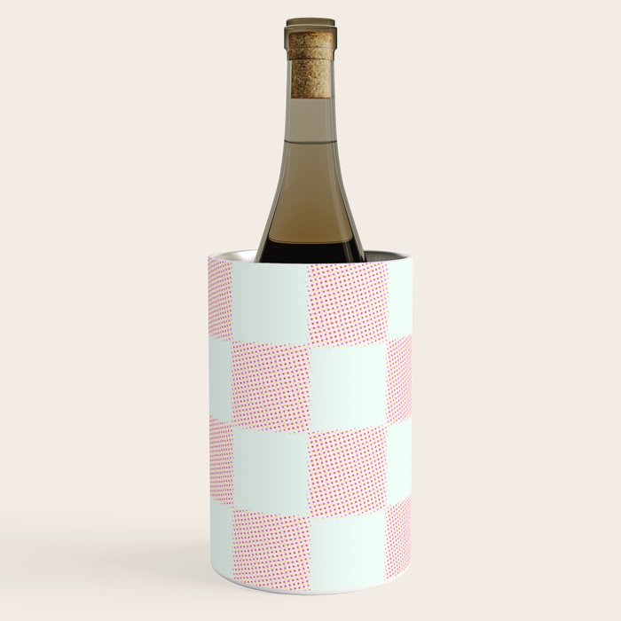 Cotton Candy Dot checkered soft pink and mint pattern  Wine Chiller Gallery Image 1