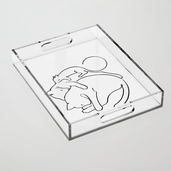 Cats line art 1 Acrylic Tray Gallery Image 1