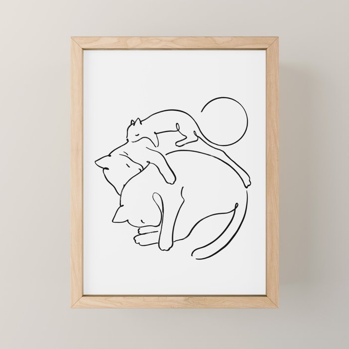 Cats line art 1 Mini Art Print Gallery Image 1