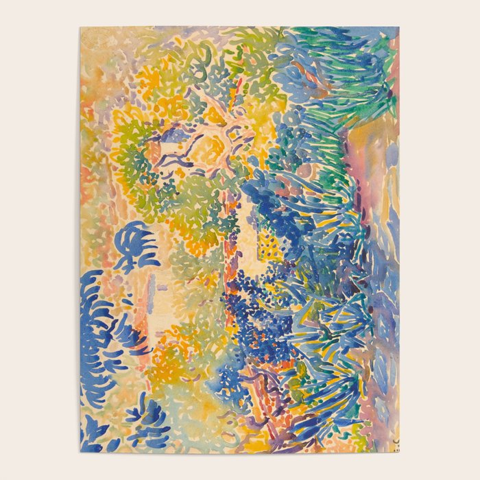 Henri-Edmond Cross Neo-Impressionism Pointillism The Artist's Garden at St. Clair Watercolor Paintin Poster Gallery Image 4