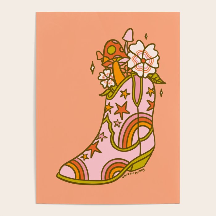Flower Cowboy Boot Poster Gallery Image 4