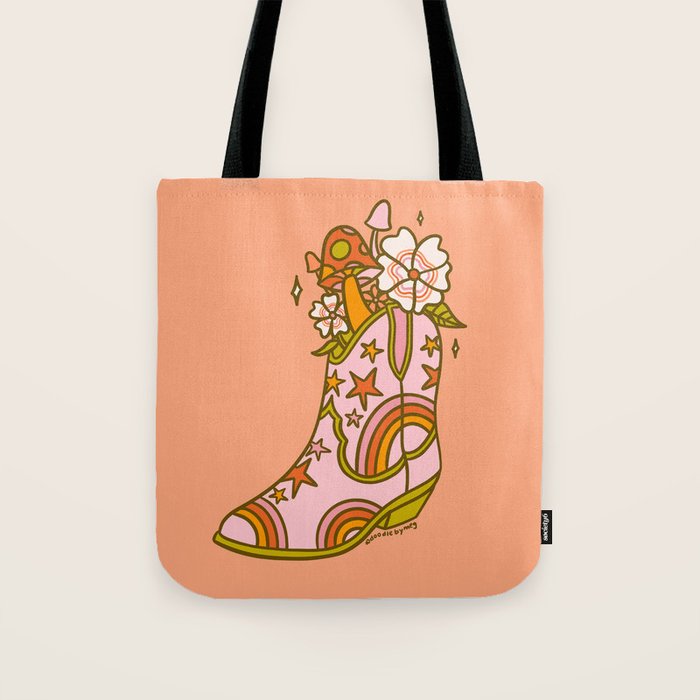 Flower Cowboy Boot Tote Bag Gallery Image 1