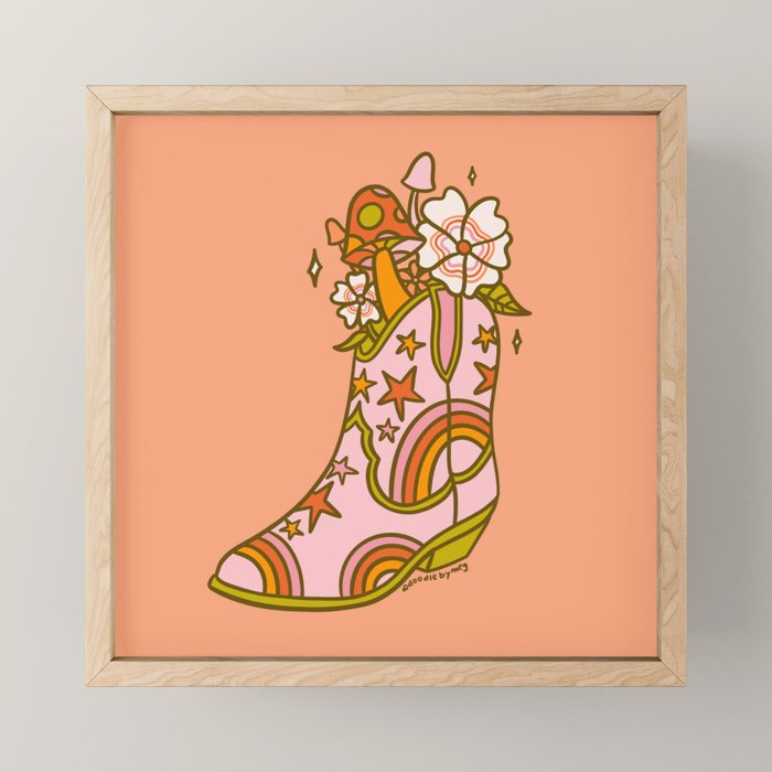 Flower Cowboy Boot Mini Art Print Gallery Image 1