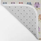 70s Retro Florals Pattern with Linen Texture Bath Mat Gallery Image 2