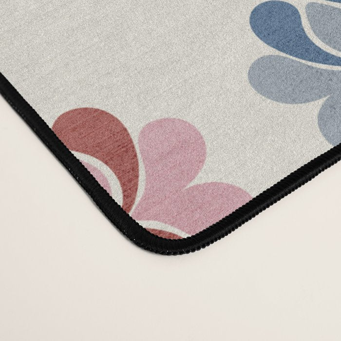 70s Retro Florals Pattern with Linen Texture Desk Mat Gallery Image 4