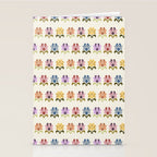 70s Retro Florals Pattern with Linen Texture Stationery Card Gallery Image 2